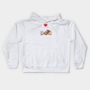 I love (heart) my dog - Corgi oil painting wordart Kids Hoodie